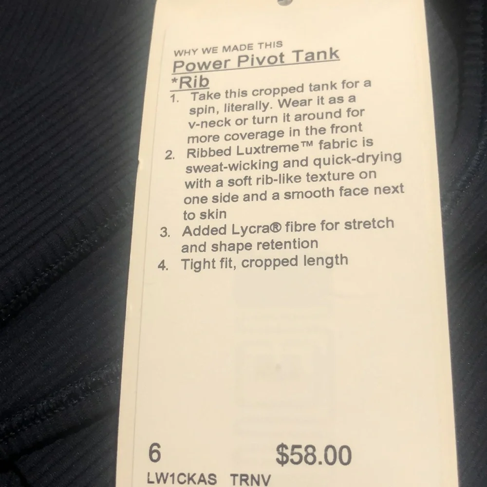 Lululemon Power Pivot Tank Rib - Picture 5 of 5